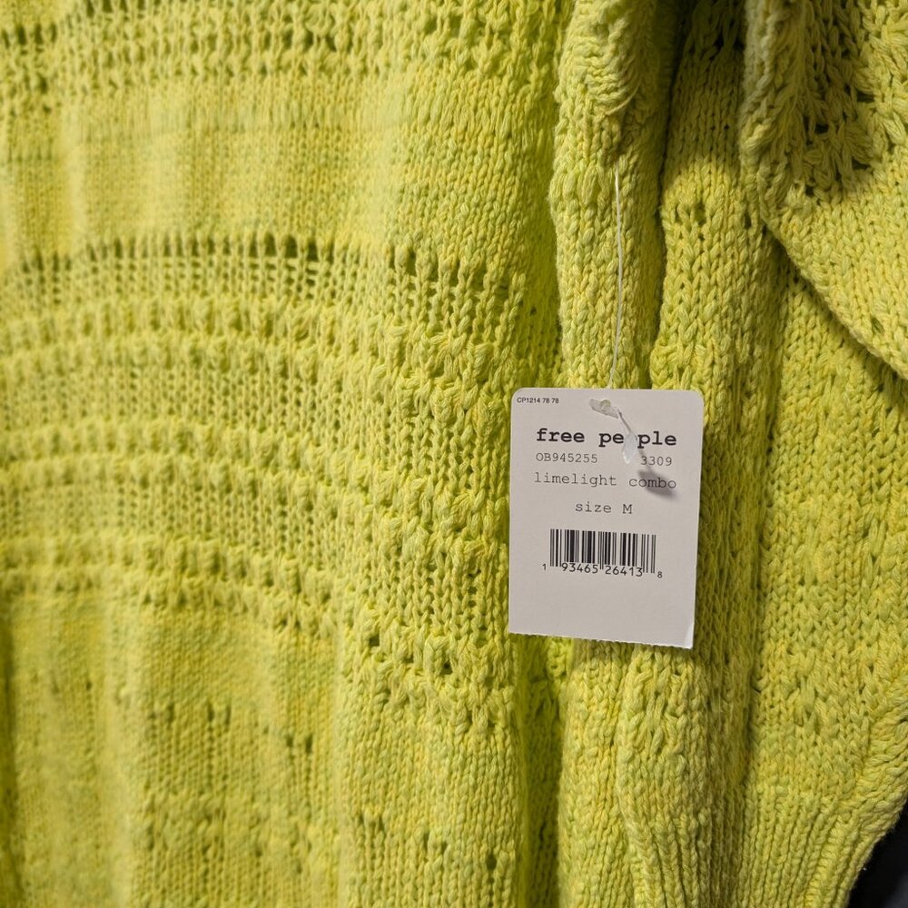 ⭐️Host Pick⭐️ NWT Free People Hot Tropics Lime Yellow Knit Sweater Top - Picture 3 of 10